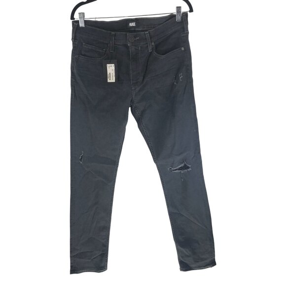 Paige Lennox Slim Fit Wolfe Destructed Jeans Mens Super Stretch Fibers 32
